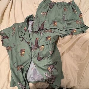 Nasty Gal Green Leopard Print Set